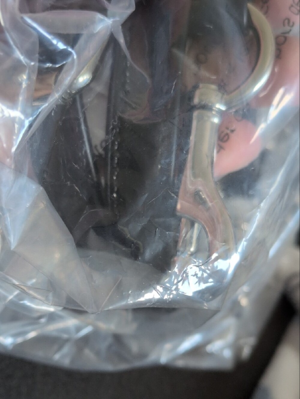Black Patent Leather Crossbody Strap With Two Silver Dog Leash Adj - Picture 3 of 6